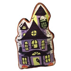 Halloween Haunted House Shape Glow in the Dark Decorative Pillow